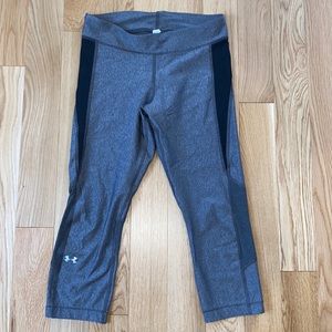 Under Armour capri workout pants. Medium rise, size medium. Gray and black.